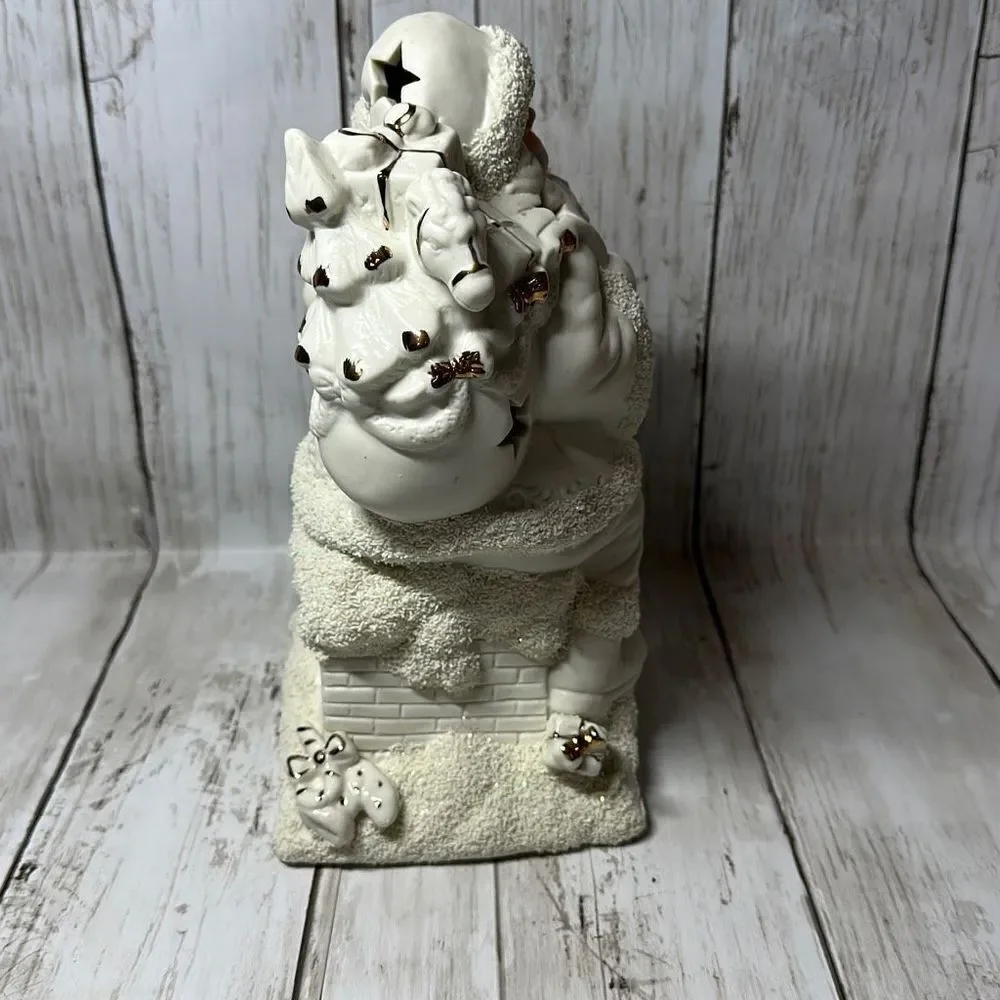 International Bazaar Christmas Santa Figurine Bisque Porcelain Gold Accents star